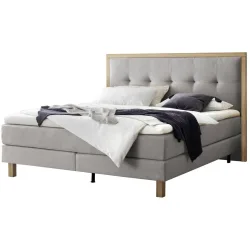 Hasena Boxspringbett Solara Grau Stoff 180 x 200 cm - Farbe: Light Grey - Boxspringbett