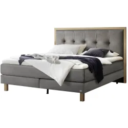 Hasena Boxspringbett Solara Grau Stoff 200 x 200 cm - Farbe: stahl - Boxspringbett