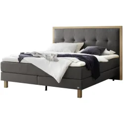 Hasena Boxspringbett Solara Grau Stoff 140 x 200 cm - Farbe: Grey - Boxspringbett