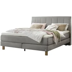 Hasena Boxspringbett Reina Grau Stoff/Holz/Holzwerkstoff 180 x 200 cm - Farbe: stahl - Material: Stoff/Holz/Spanplatte - Boxspringbett
