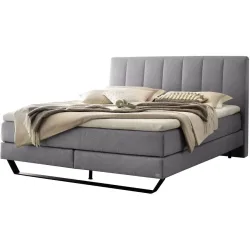 Hasena Boxspringbett Ambra Grau Stoff 180 x 200 cm - Farbe: Grey - Boxspringbett