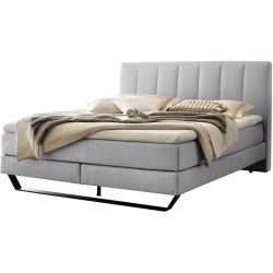 Hasena Boxspringbett Ambra Grau Stoff/Holz/Holzwerkstoff 180 x 200 cm - Farbe: Light Grey - Material: Stoff/Holz/Spanplatte - Boxspringbett