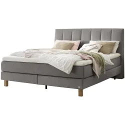Hasena Boxspringbett Reina Grau Stoff 200 x 200 cm - Farbe: Grey - Boxspringbett