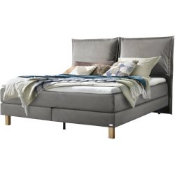 Hasena Boxspringbett Bonita Grau Stoff 160 x 200 cm - Farbe: stahl - Boxspringbett