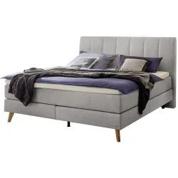 Hasena Boxspringbett Fernanda Grau Stoff 180 x 200 cm - Farbe: Light Grey - Boxspringbett