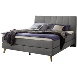 Hasena Boxspringbett Fernanda Grau Stoff/Holz/Holzwerkstoff 200 x 200 cm - Farbe: Grey - Material: Stoff/Holz/Spanplatte - Boxspringbett