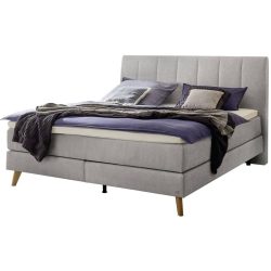 Hasena Boxspringbett Fernanda Grau Stoff 200 x 200 cm - Farbe: Light Grey - Boxspringbett