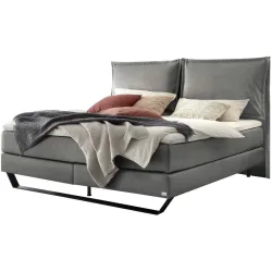 Hasena Boxspringbett Celina Grau Stoff 180 x 200 cm - Farbe: stahl - Boxspringbett