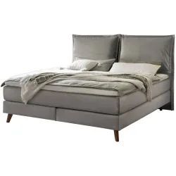 Hasena Boxspringbett Ricarda Grau Stoff 200 x 200 cm - Farbe: stahl - Boxspringbett