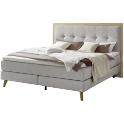 Hasena Boxspringbett Marisol Grau Stoff 140 x 200 cm - Farbe: Light Grey - Boxspringbett