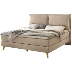 Hasena Boxspringbett Ricarda Beige Stoff/Holz/Holzwerkstoff 160 x 200 cm - Farbe: sand - Material: Stoff/Holz/Spanplatte - Boxspringbett