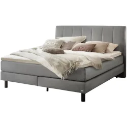 Hasena Boxspringbett Donna Grau Stoff 140 x 200 cm - Farbe: stahl - Boxspringbett