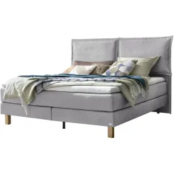 Hasena Boxspringbett Bonita Grau Stoff 160 x 200 cm - Farbe: Light Grey - Boxspringbett
