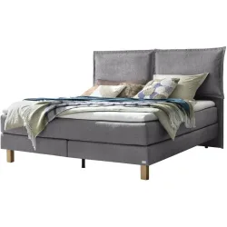Hasena Boxspringbett Bonita Grau Stoff/Holz/Holzwerkstoff 180 x 200 cm - Farbe: Grey - Material: Stoff/Holz/Spanplatte - Boxspringbett