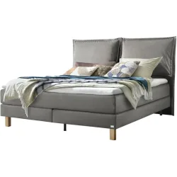 Hasena Boxspringbett Bonita Grau Stoff/Holz/Holzwerkstoff 200 x 200 cm - Farbe: stahl - Material: Stoff/Holz/Spanplatte - Boxspringbett
