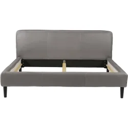Bett Bly Grau Leder 160 x 210 cm - Bett
