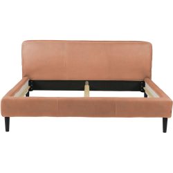 Bett Bly Braun Leder 160 x 200 cm - Farbe: cognac - Bett