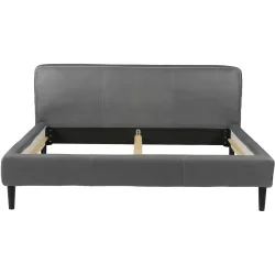 Bett Bly Grau Leder 180 x 220 cm - Bett