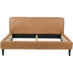 Bett Bly Beige Leder 180 x 210 cm - Farbe: Nature - Bett