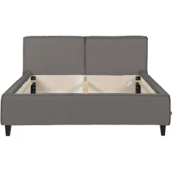 Bett Smith Grau Leder 160 x 210 cm - Bett