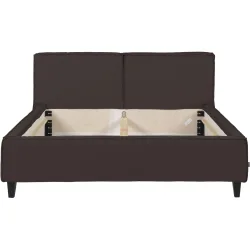 Bett Smith Braun Leder 200 x 210 cm - Material: Anilinleder - Bett