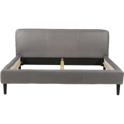 Bett Bly Grau Leder 200 x 200 cm - Bett