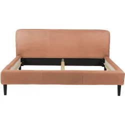 Bett Bly Braun Leder 180 x 220 cm - Farbe: cognac - Bett