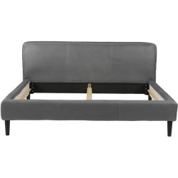 Bett Bly Grau Leder 140 x 220 cm - Bett
