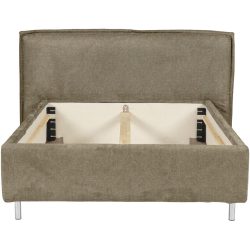 Bett Bow Beige Stoff 140 x 210 cm - Material: 51% Polyester, 42% Acryl, 7% Baumwolle mit attraktiver Spezialnaht am Kopfteil, im skandinavischen