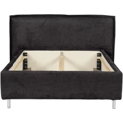 Bett Bow Grau Stoff 140 x 200 cm - Material: 51% Polyester, 42% Acryl, 7% Baumwolle mit attraktiver Spezialnaht am Kopfteil, im skandinavischen Design