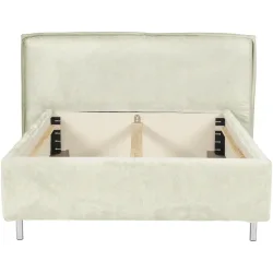 Bett Bow Beige Stoff 160 x 200 cm - Farbe: cream - Material: 51% Polyester, 42% Acryl, 7% Baumwolle mit attraktiver Spezialnaht am Kopfteil, im