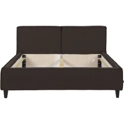 Bett Smith Braun Leder 160 x 210 cm - Farbe: Dunkelbraun - Bett