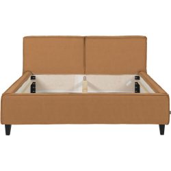 Bett Smith Beige Leder 200 x 220 cm - Farbe: Nature - Bett