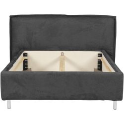 Bett Bow Grau Stoff 160 x 220 cm - Material: 51% Polyester, 42% Acryl, 7% Baumwolle mit attraktiver Spezialnaht am Kopfteil, im skandinavischen Design