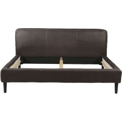 Bett Bly Braun Leder 140 x 200 cm - Farbe: Dunkelbraun - Bett
