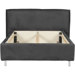 Bett Bow Grau Stoff 200 x 220 cm - Material: 51% Polyester, 42% Acryl, 7% Baumwolle mit attraktiver Spezialnaht am Kopfteil, im skandinavischen Design