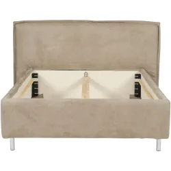 Bett Bow Beige Stoff 180 x 220 cm - Farbe: hellbeige - Bett