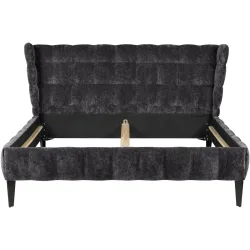 Bett Hemingway Grau Stoff 140 x 220 cm - Bett