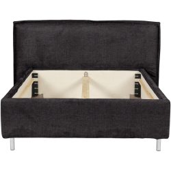 Bett Bow Grau Stoff 200 x 220 cm - Material: 51% Polyester, 42% Acryl, 7% Baumwolle mit attraktiver Spezialnaht am Kopfteil, im skandinavischen Design