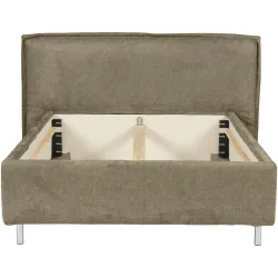 Bett Bow Beige Stoff 180 x 200 cm - Material: 51% Polyester, 42% Acryl, 7% Baumwolle mit attraktiver Spezialnaht am Kopfteil, im skandinavischen