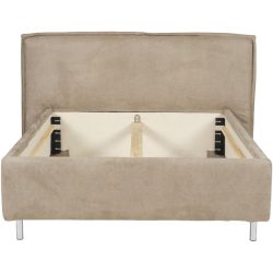 Bett Bow Beige Stoff 140 x 220 cm - Farbe: hellbeige - Bett