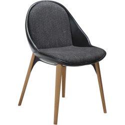 DAN-FORM Stuhl 2er-Set Arch Schwarz Kunstleder 51.5 cm - Farbe: schwarz/Eiche - Stuhl 2er-Set