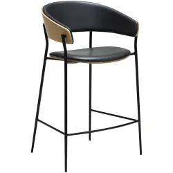 DAN-FORM Barhocker 2er-Set Crib Schwarz/Braun Kunstleder/Metall 56 cm 91.5 cm - Farbe: Schwarz, Braun - Material: Kunstleder, Metall - Barhocker