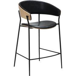 DAN-FORM Barhocker 2er-Set Crib Schwarz/Braun Kunstleder/Metall 56 cm 91.5 cm - Farbe: schwarz/Eiche - Material: Kunstleder, Metall - Barhocker
