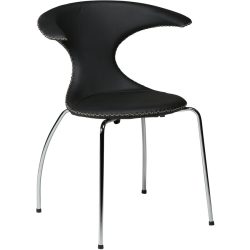 DAN-FORM Stuhl 4er-Set Flair Schwarz/Grau Leder 65 cm - Farbe: schwarz/chrom - Stuhl 4er-Set