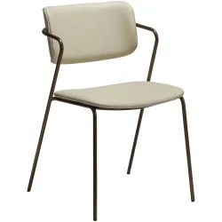 DAN-FORM Stuhl 2er-Set Zed Gold/Beige Kunstleder 54 cm - Farbe: creme/gold - Stuhl 2er-Set