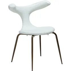 DAN-FORM Stuhl 2er-Set Bull Gold/Weiss Stoff 69 cm - Farbe: weiss/gold - Stuhl 2er-Set