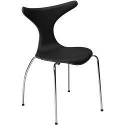 DAN-FORM Stuhl 4er-Set Dolphin Schwarz/Silber Leder 55 cm - Stuhl 4er-Set