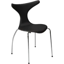 DAN-FORM Stuhl 4er-Set Dolphin Schwarz/Silber Leder 55 cm - Stuhl 4er-Set