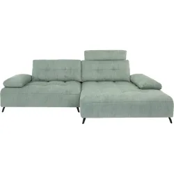 Ecksofa Damara Grün Polyester 284 cm 184 cm Verstellbare Stütze - Ecksofa